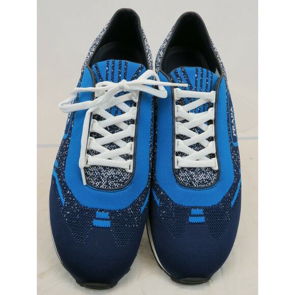 NIB PRADA 2EG272 BLUE FABRIC TRAINERS KNIT LOGO LACE UP SNEAKERS 8.5 US 9.5 IT - Picture 8 of 12